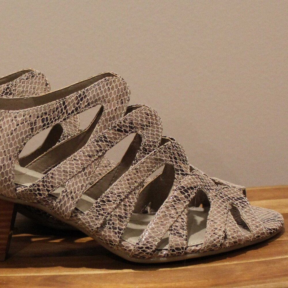 NWOT: Giani Bernini Snakeskin Print Zip Up Heels - Sz 9